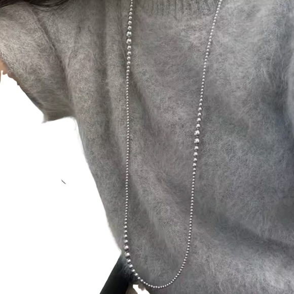 Layered Silver Bead Necklace Set – Elegant Double Strand Design – Lightweight - Picture 2 of 3